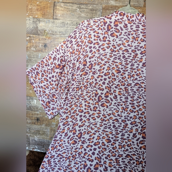 NWT Sunshine and Rodeo Purple Pink Leopard Print Duster Kimono W Side Slits - Picture 11 of 16